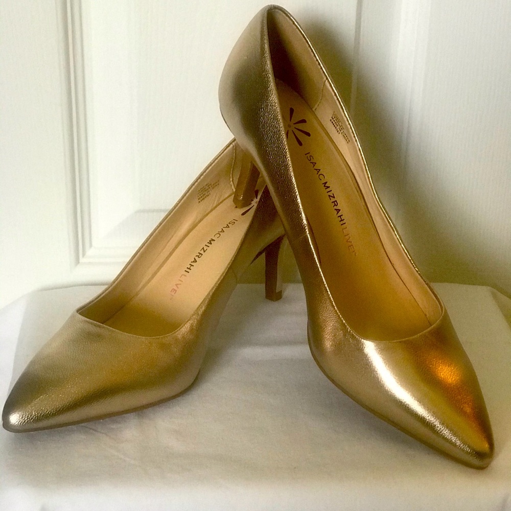 Isaac Mizrahi Live Jamie Gold Metallic Pumps 8M